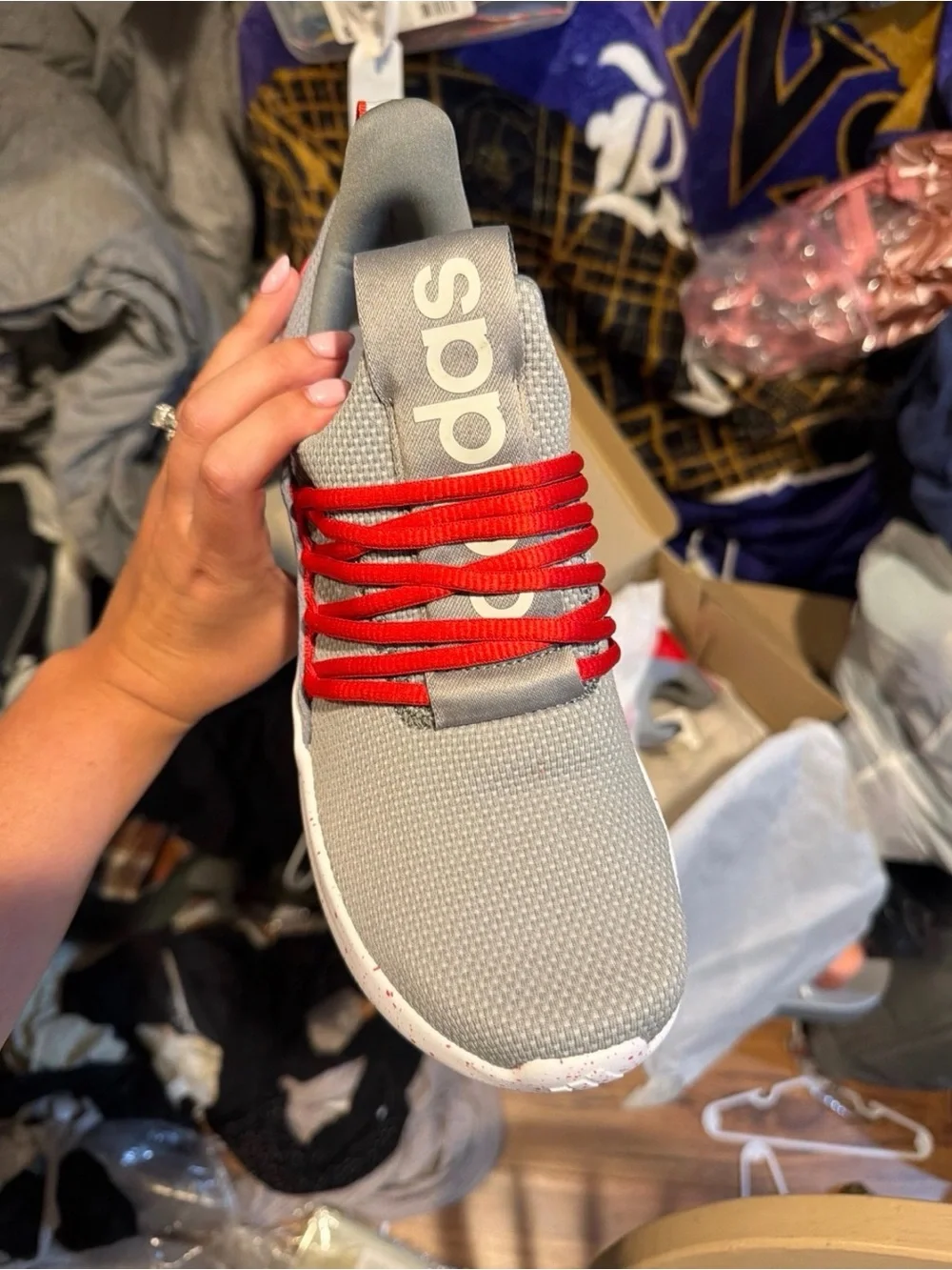 Kids Adidas Sneakers in Gray and Red